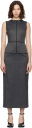 MM6 Maison Margiela Gray Raw Edge Midi Dress