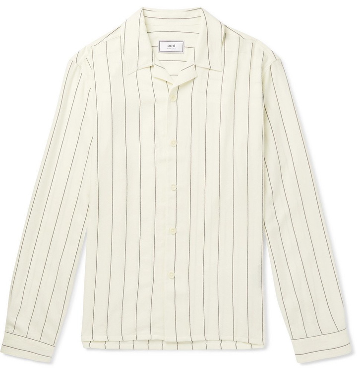 Photo: AMI - Pinstriped Woven Shirt - Men - White