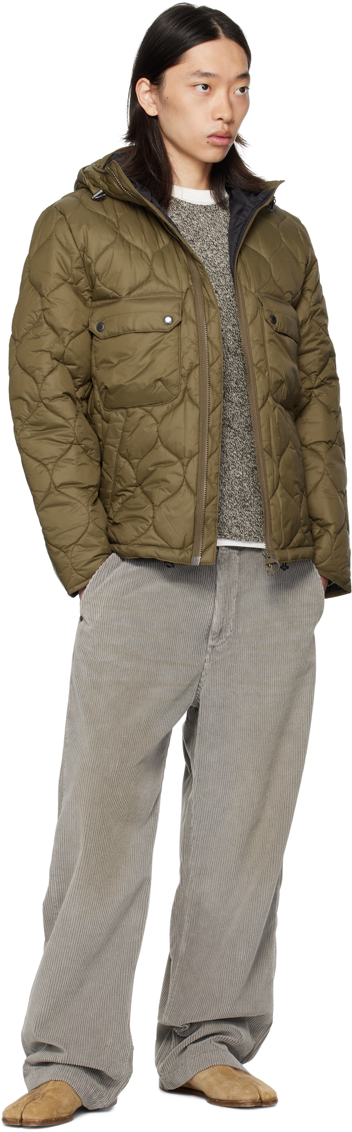Barbour Khaki Re-Engineered Hooded Spey Quilted Jacket