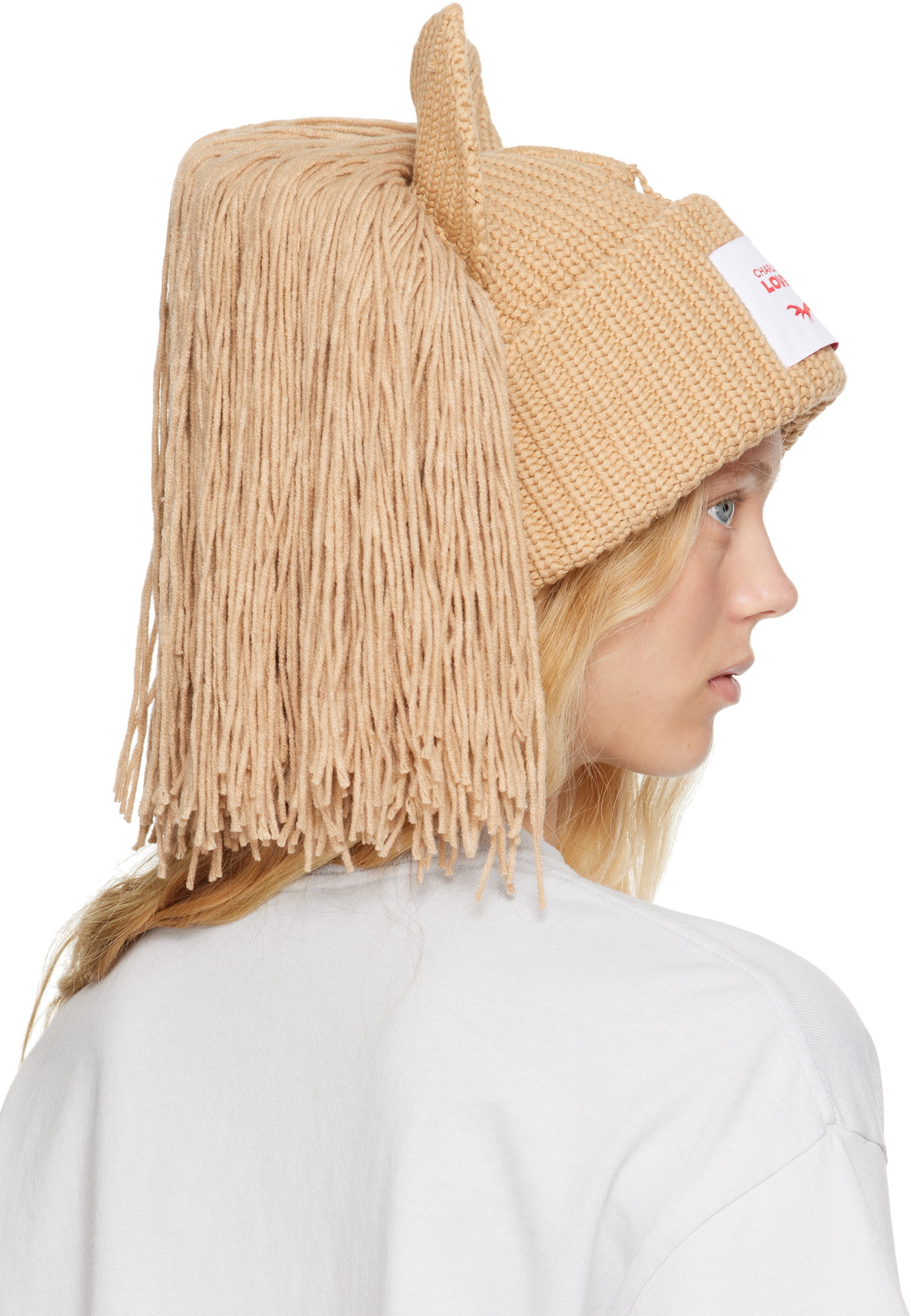 帽子 CHARLES JEFFREY LOVERBOY Lion Beanie Charles Jeffrey LOVERBOY Beige Supersized Lion Beanie Charles