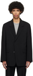 Solid Homme Black Concealed Button Blazer