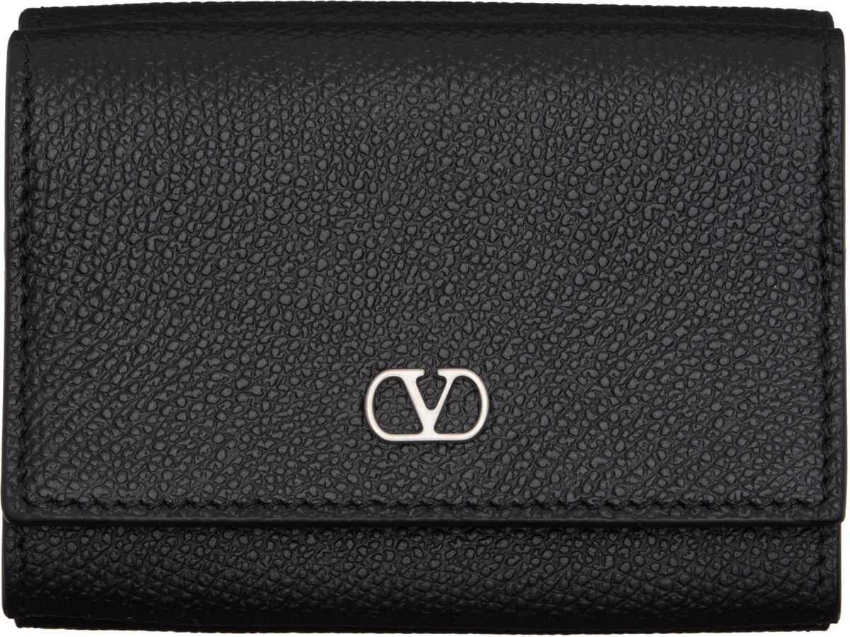 Valentino Garavani Black Trifold VLogo Signature Wallet