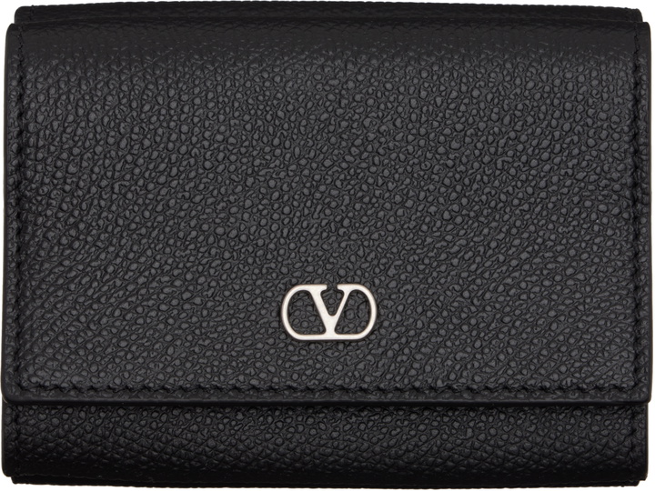 Photo: Valentino Garavani Black Trifold VLogo Signature Wallet