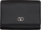 Valentino Garavani Black Trifold VLogo Signature Wallet