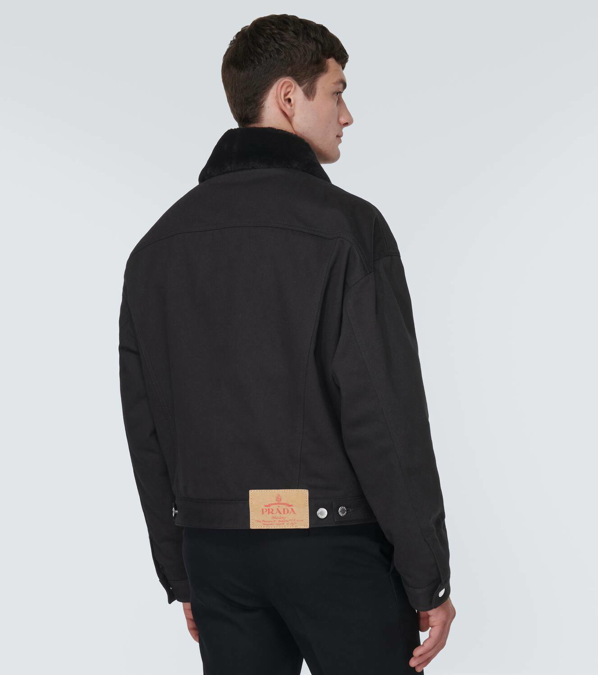 Prada Shearling-trimmed denim jacket Prada