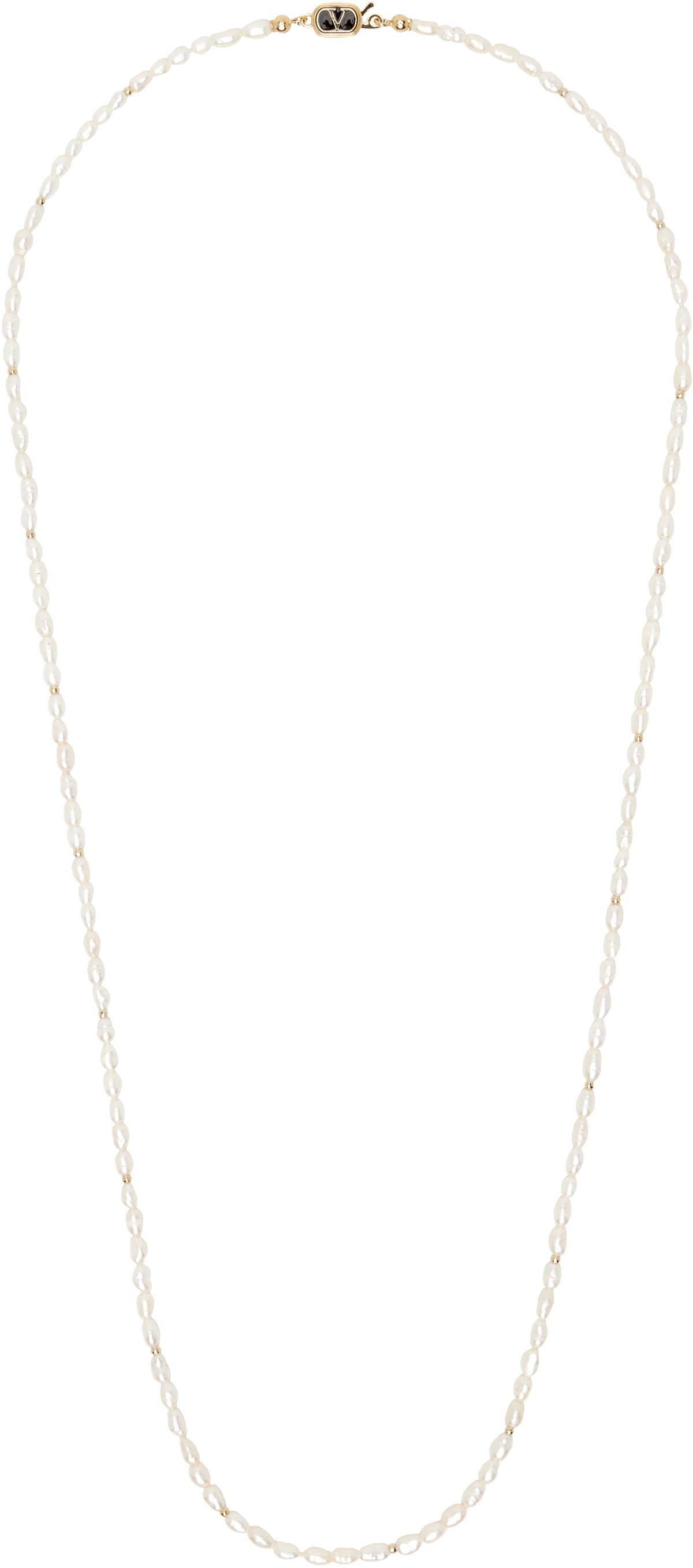 Valentino Garavani White & God VLogo Pearl Necklace