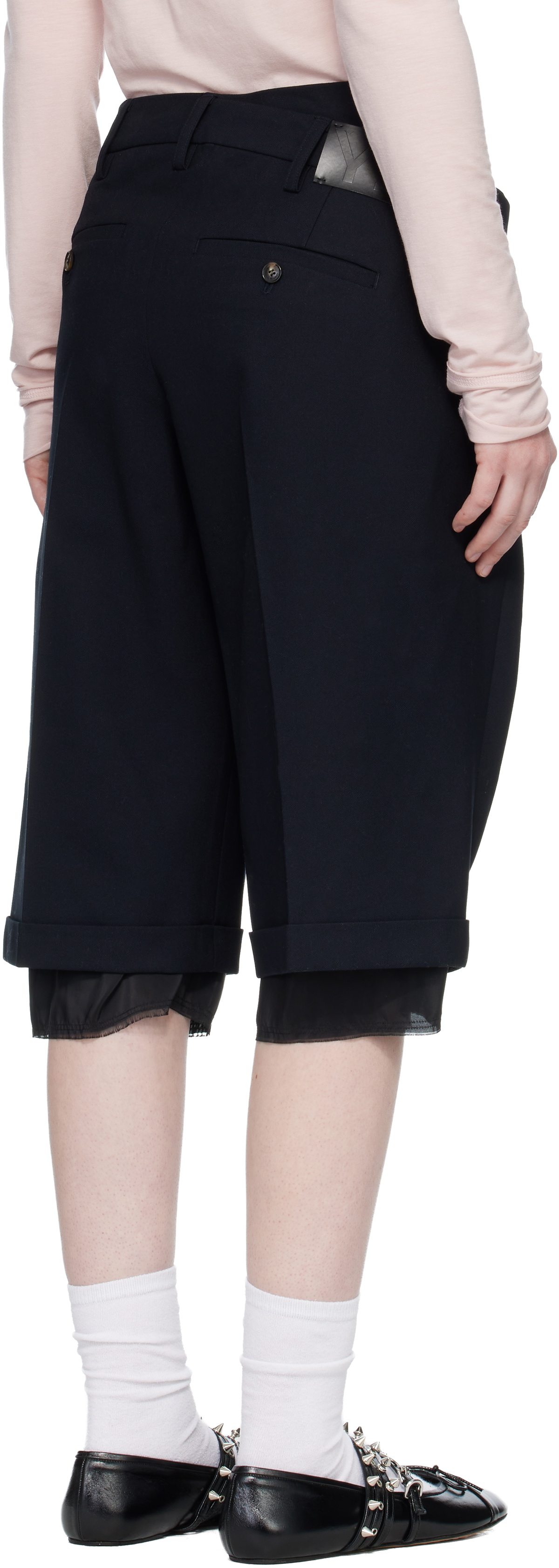 OPEN YY Black Wrap Over Bermuda Shorts