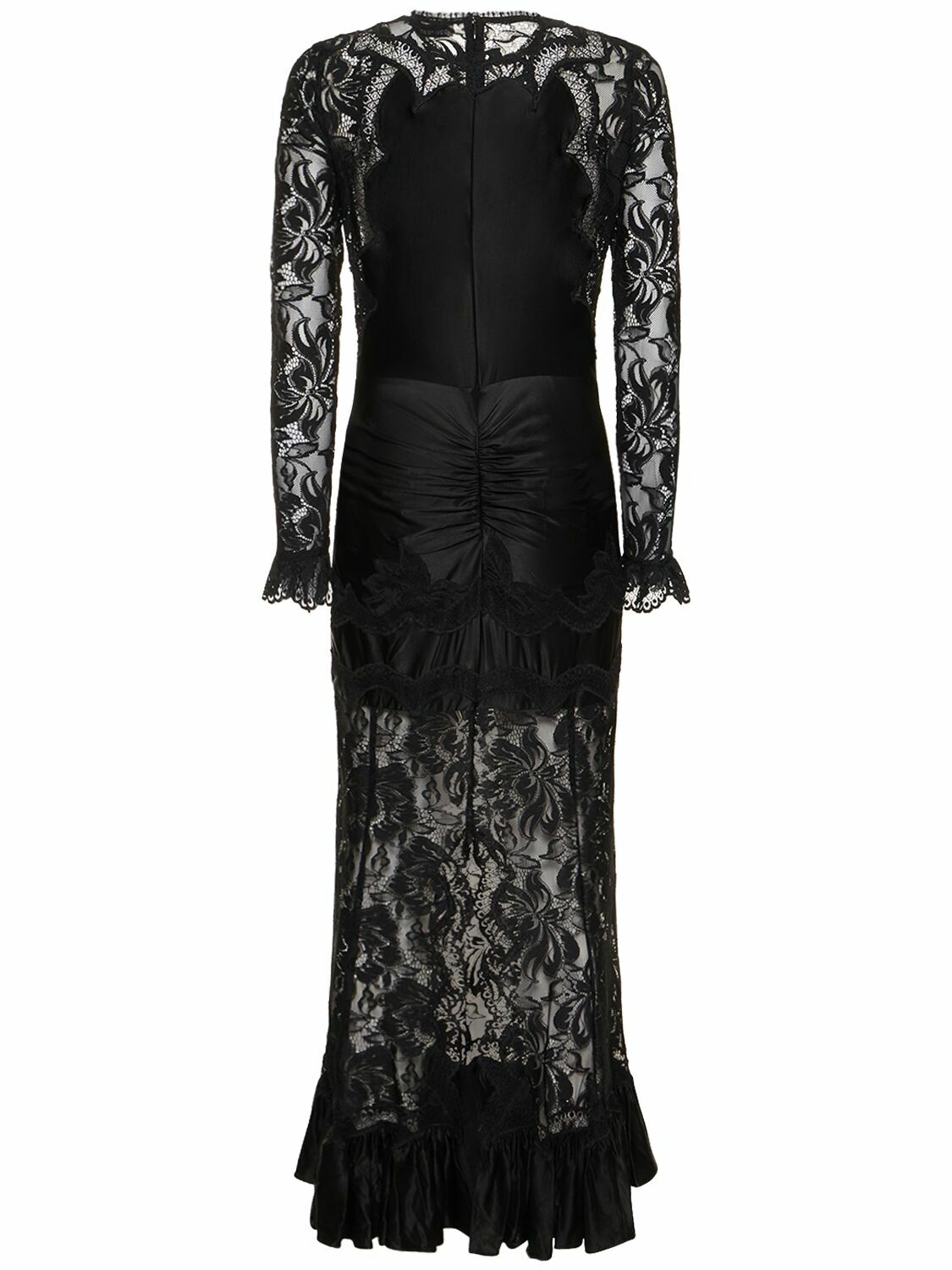 RABANNE Stretch Lace Long Sleeve Long Dress Paco Rabanne
