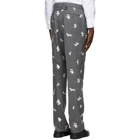 Thom Browne Grey Wool Animal Embroidered Trousers