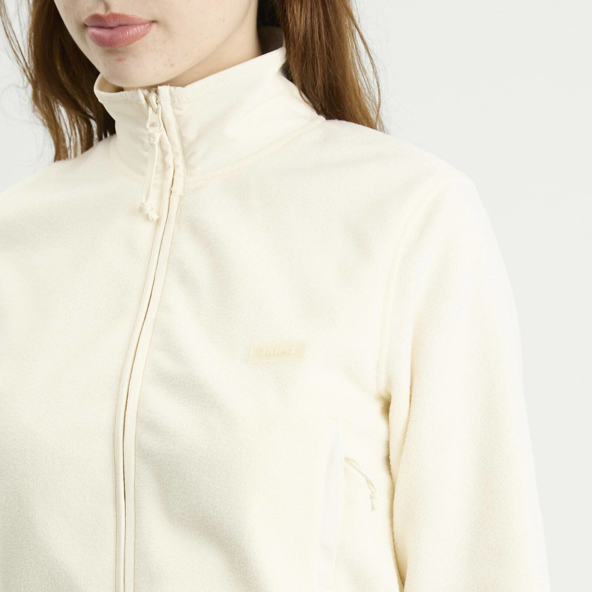 SKIMS Women's Fleece Lounge Shrunken Zip Up Jacket in Ecru
