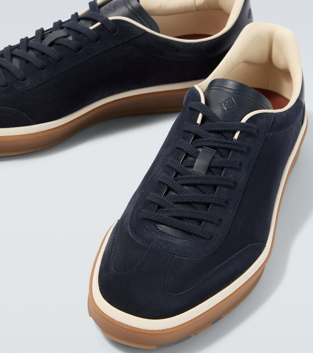 Loro Piana Tennis leather-trimmed suede sneakers