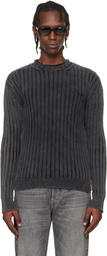 Off-White Gray Ink Arrow Rib Knit Crewneck Sweater