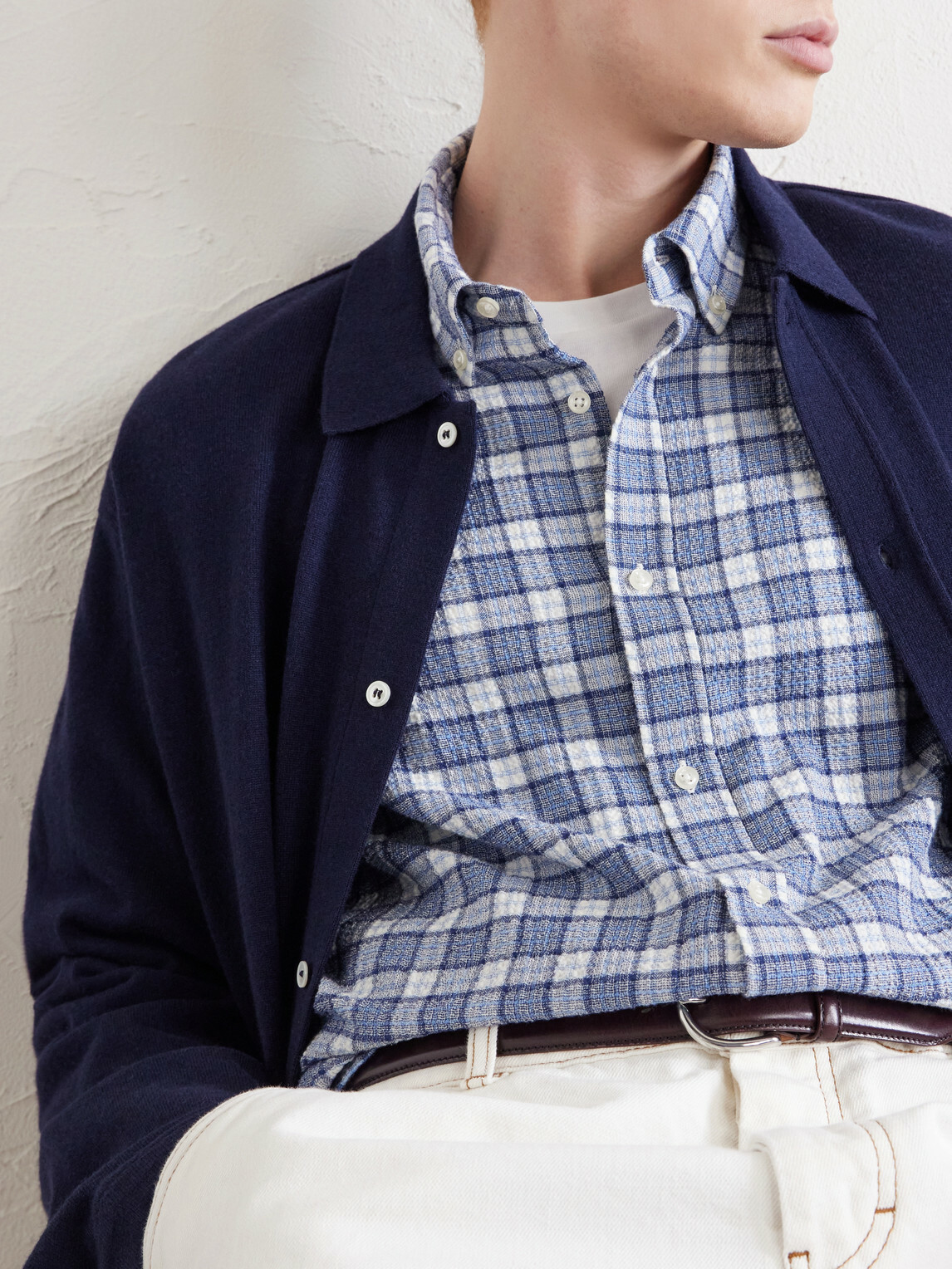 Officine Générale - Arsene Checked Cotton-Blend Shirt - Blue