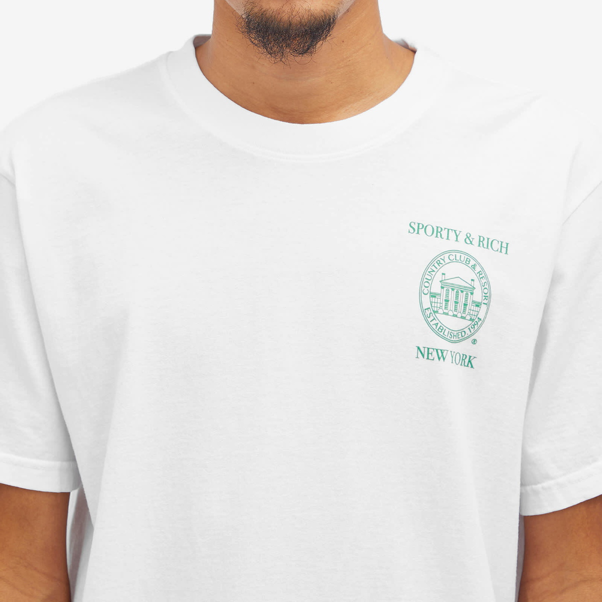 Sporty & Rich NY Resort T-Shirt in White/Verde
