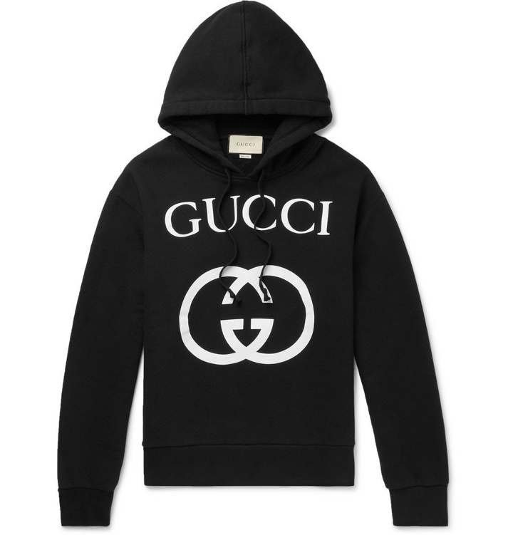 Photo: Gucci - Logo-Print Loopback Cotton-Jersey Hoodie - Men - Black