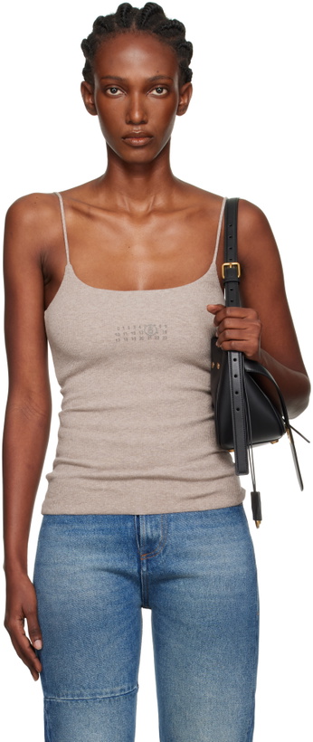 Photo: MM6 Maison Margiela Taupe Lycra Jersey Tank Top