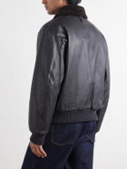 Valstar - Smith Shearling-Trimmed Full-Grain Leather Jacket - Black