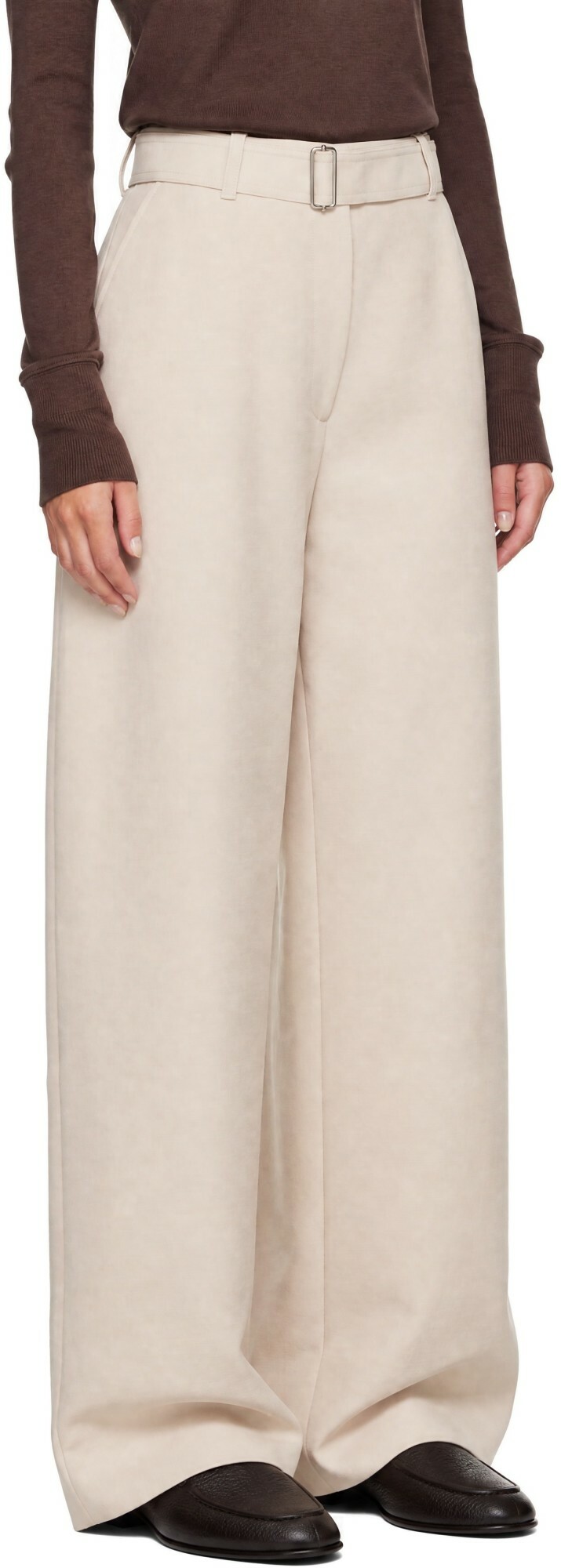 Studio Nicholson Beige Belted Round Trousers