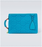 Gucci Large GG Scuba leather-trimmed pouch
