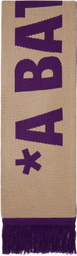 BAPE Purple & Yellow Jacquard 'Bape' Logo Long Scarf