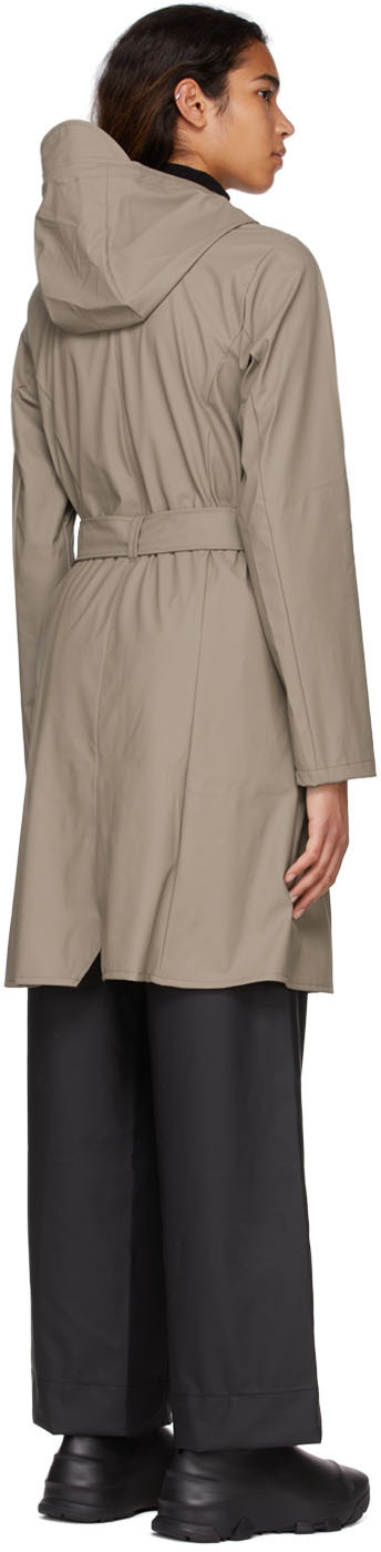 RAINS Taupe Polyester Coat