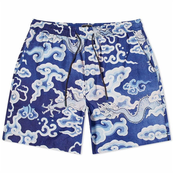 Photo: Maharishi Men's Cloud Dragon Swim Shorts in Blue