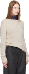 AURALEE Beige Cashmere Melange Knit Sweater