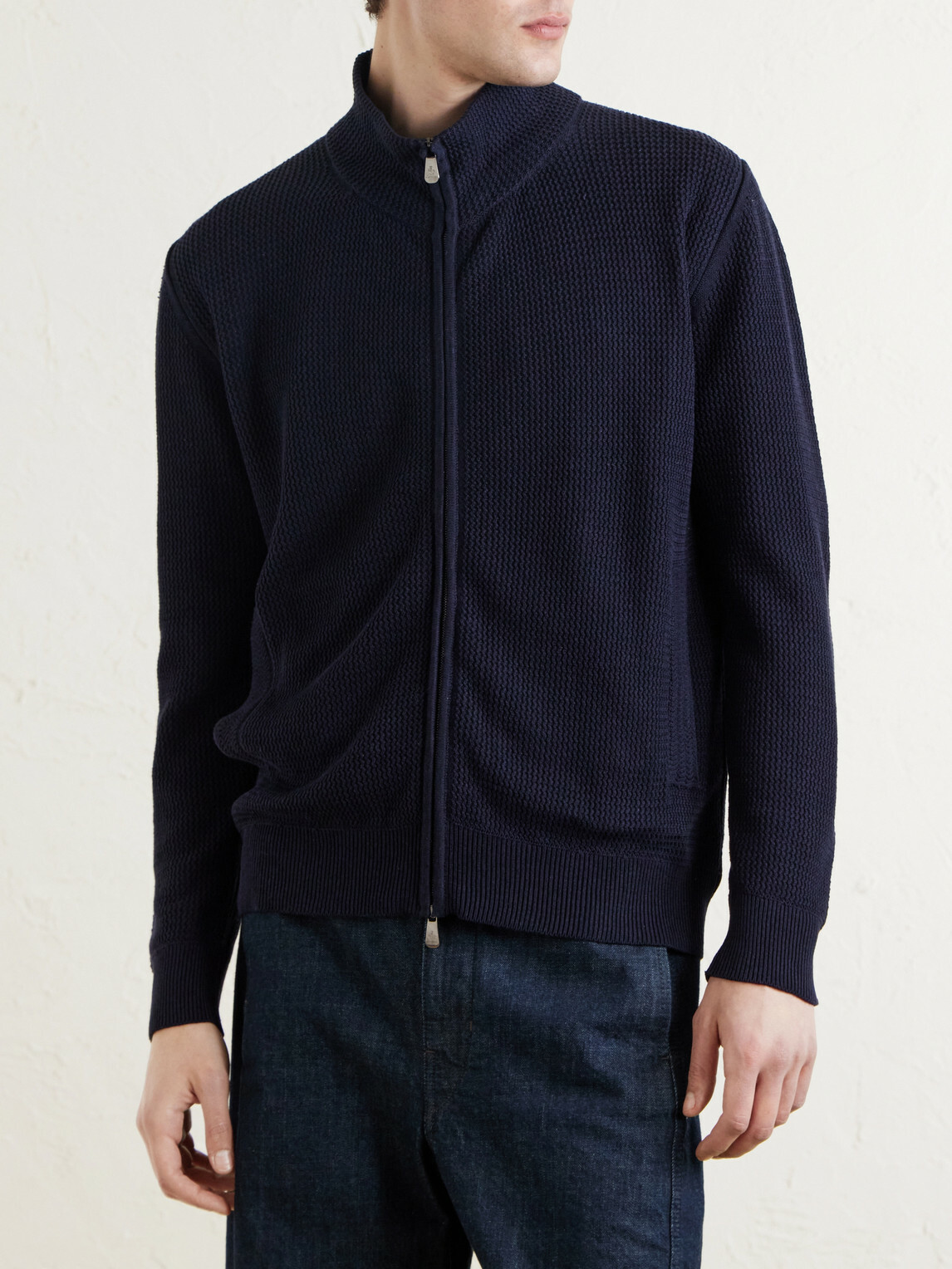 PIACENZA 1733 - Knitted Silk and Linen-Blend Zip-Up Cardigan - Blue