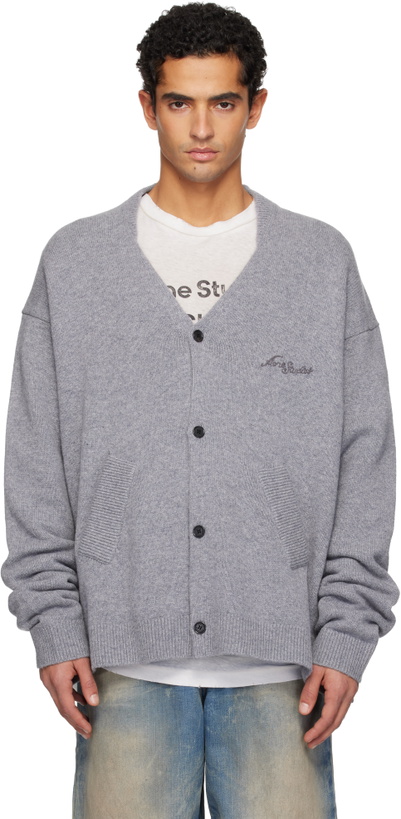 Photo: Acne Studios Gray Wool V-Neck Cardigan