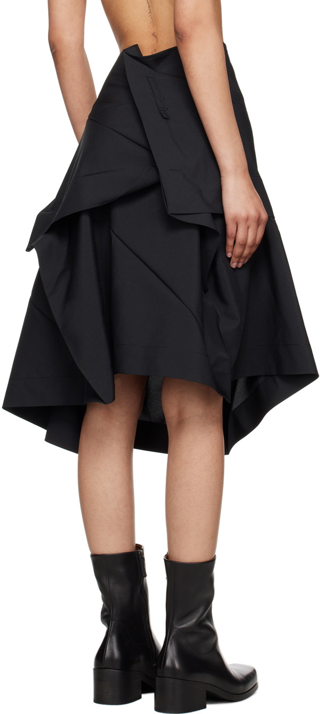 132 5. ISSEY MIYAKE Black Asymmetrical Midi Skirt 132 5. ISSEY MIYAKE