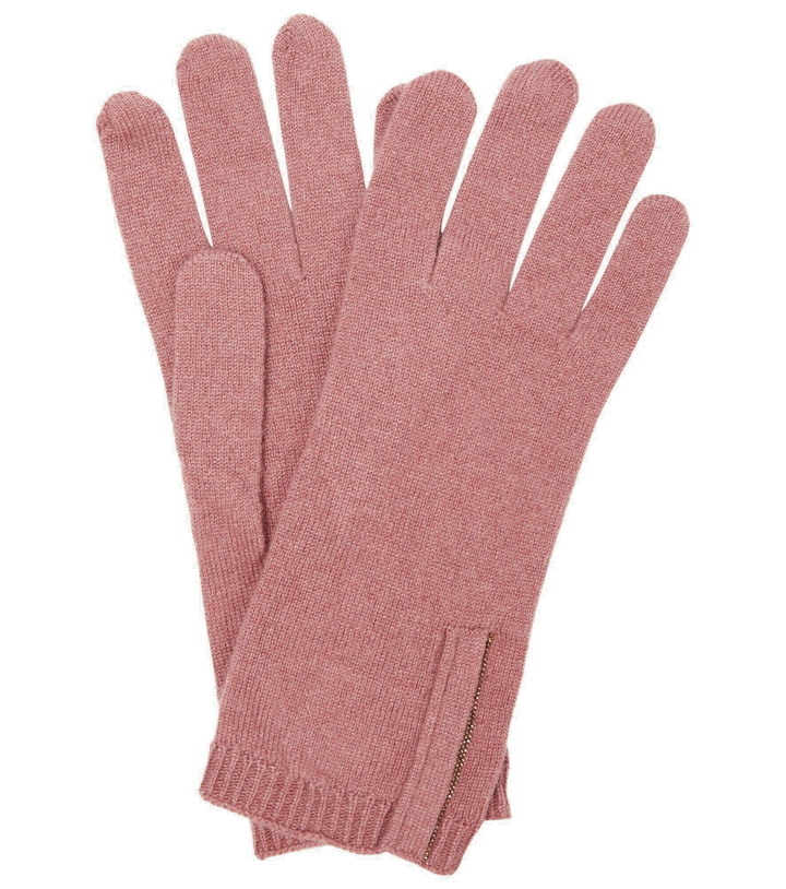 Photo: Brunello Cucinelli - Embellished cashmere knit gloves