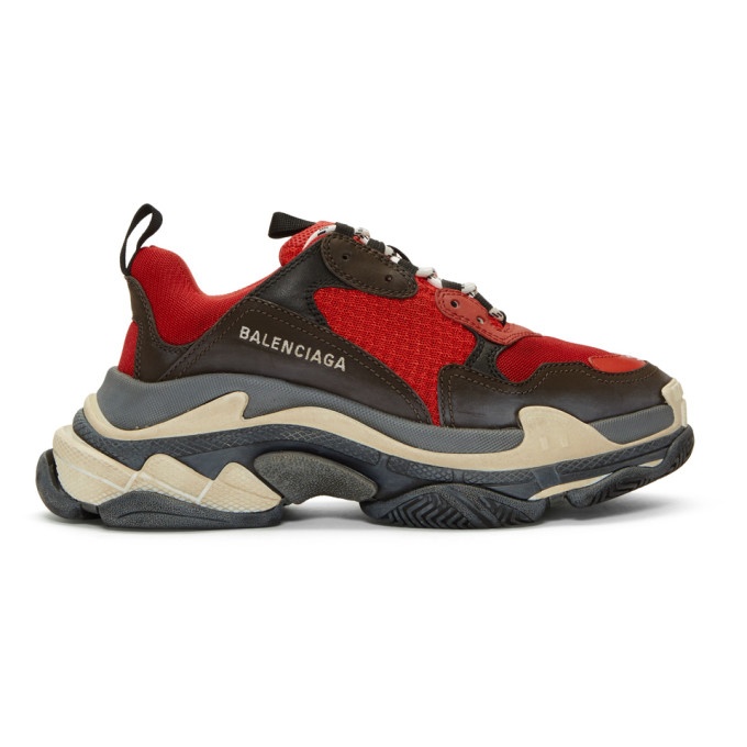 Photo: Balenciaga Red and Black Triple S Sneakers