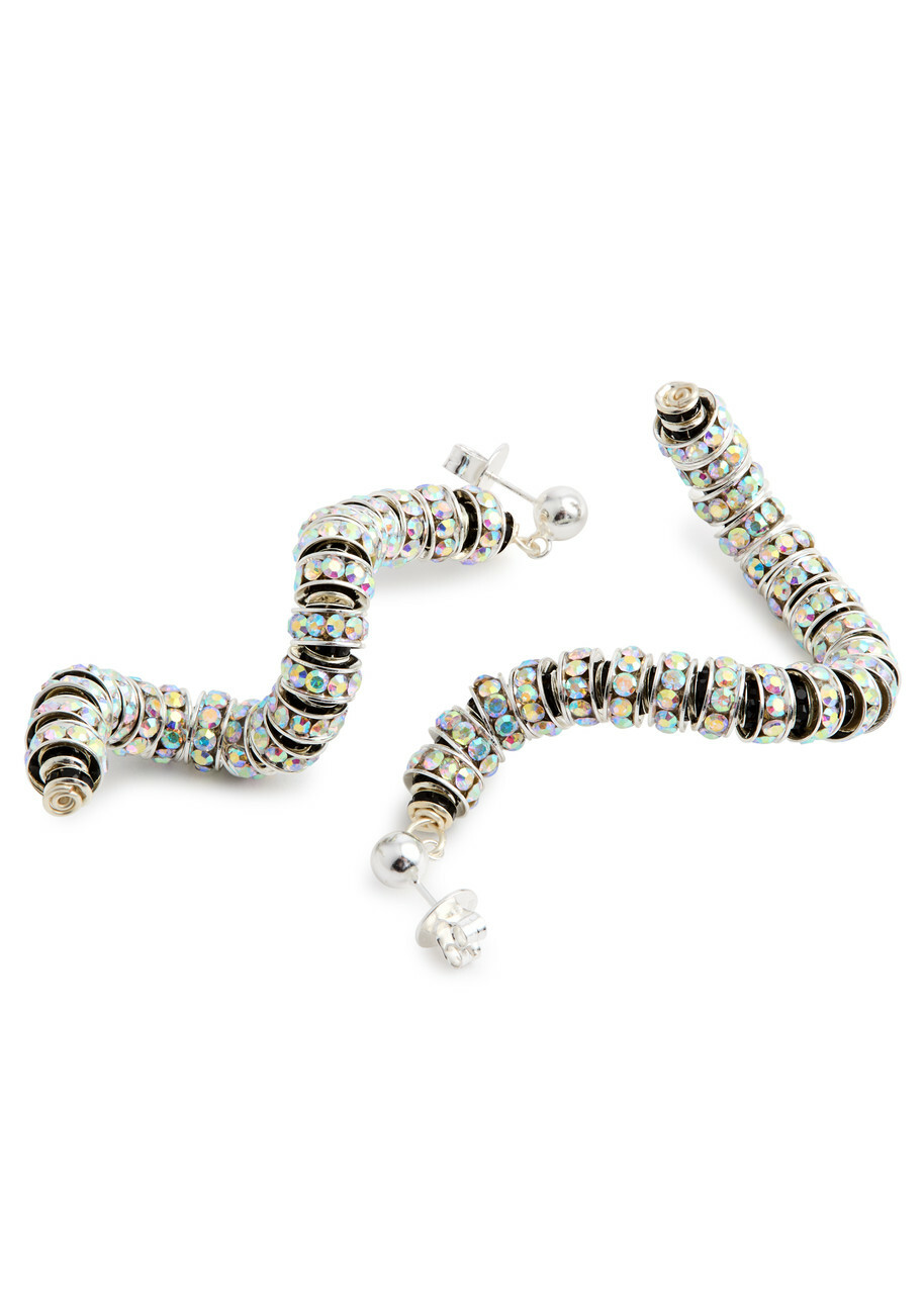 Pearl Octopuss.y Viper Crystal-embellished Silver-plated Drop Earrings - Black And Silver - One Size