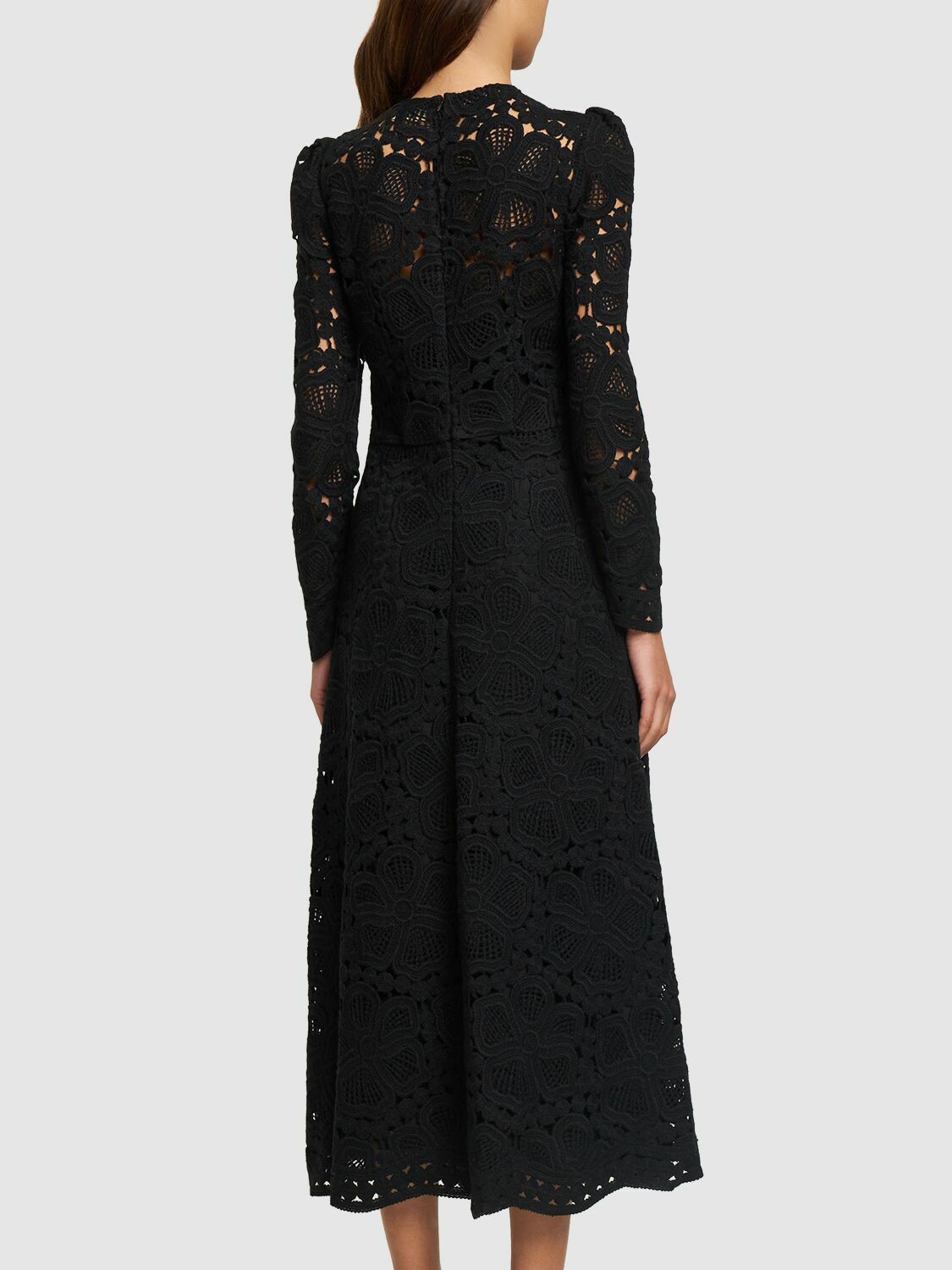 ELIE SAAB - Wool Blend Macramé Lace Midi Dress Elie Saab