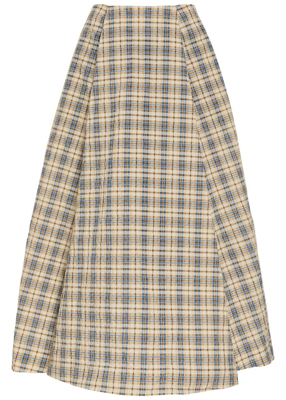 Photo: Bernadette Kennedy Plaid Seersucker Maxi Skirt Beige