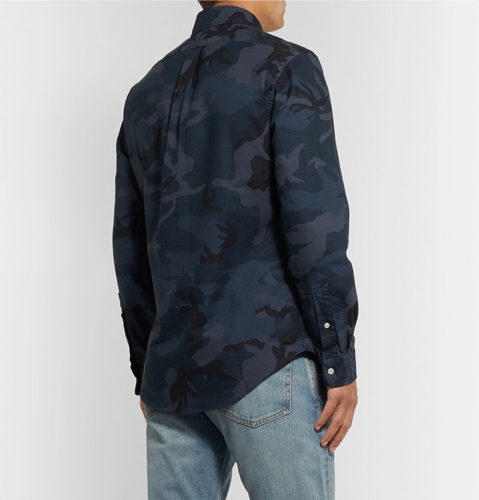 Camo Print Slim Fit Denim Shirt