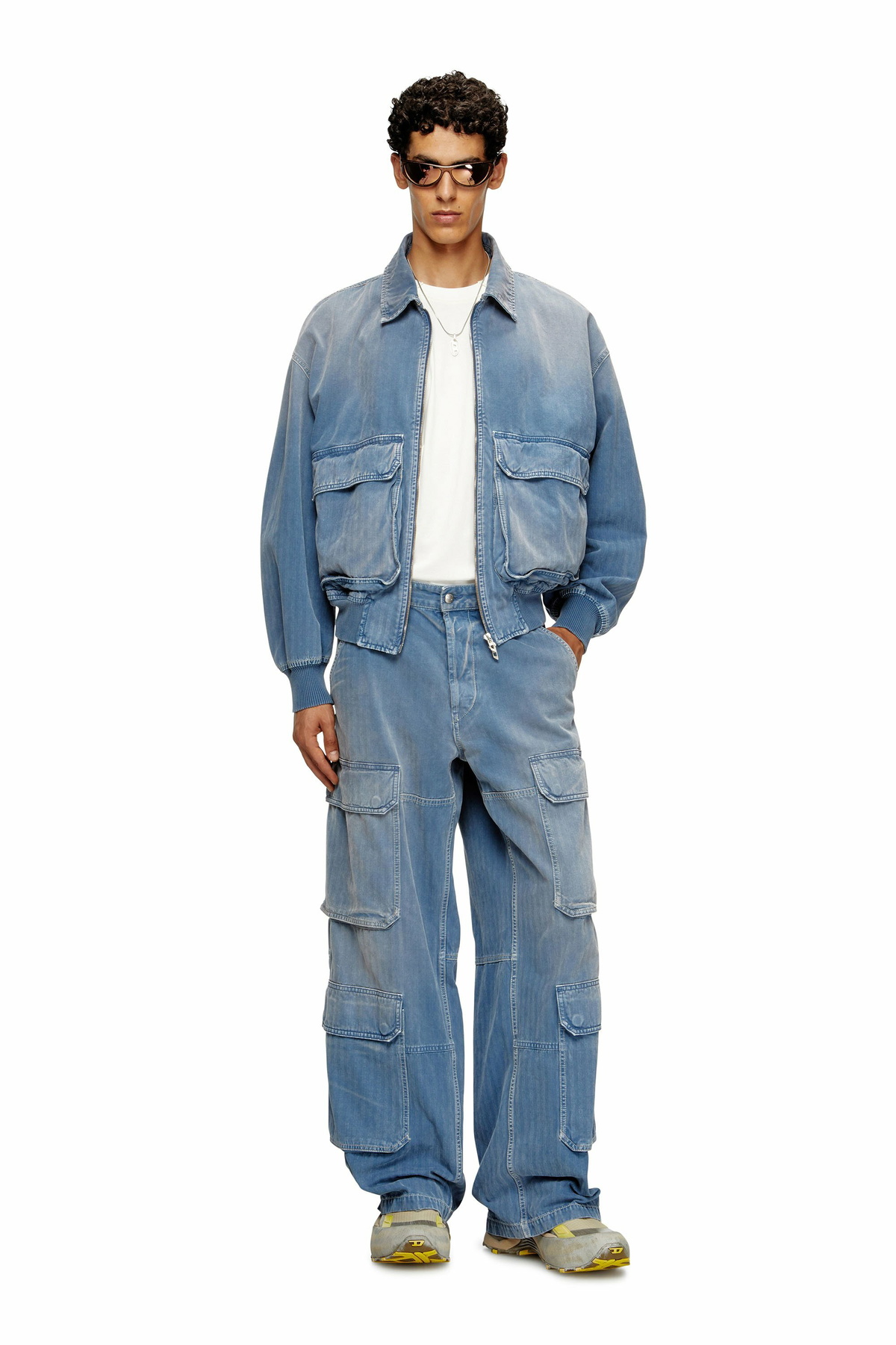 Diesel Jacket in coloured herringbone denim - Denim Jackets - Unisex - Blue