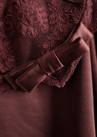 Self-portrait Lace-trimmed Satin Maxi Dress Brown