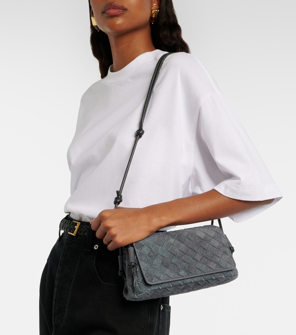 Bottega Veneta Notturno Intrecciato suede crossbody bag