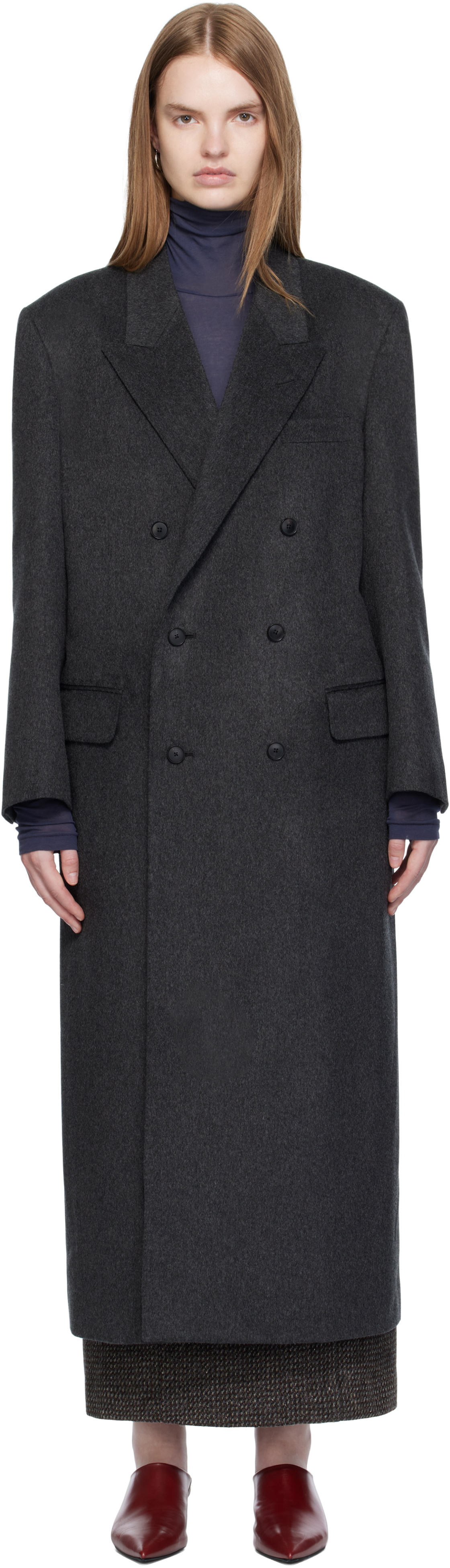 Auralee Women's Light Melton Chesterfield Coat in Top