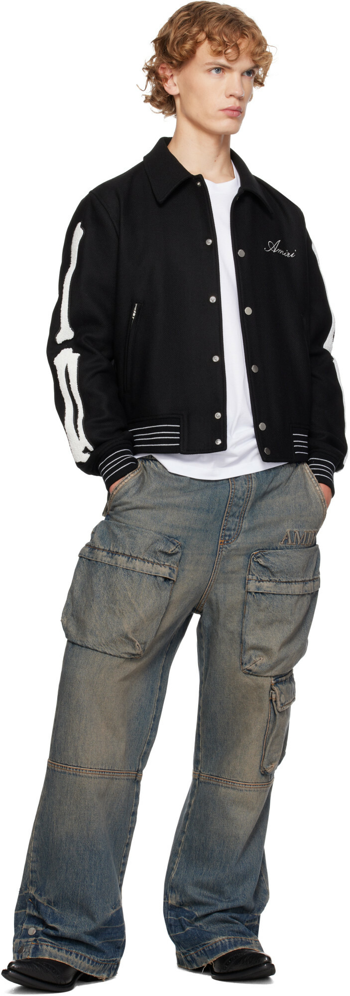 AMIRI Blue Drawstring Baggy Denim Cargo Pants