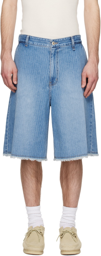 Photo: Solid Homme Blue Stripe Denim Bermuda Shorts