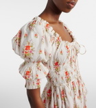 Dôen Ischia gathered floral cotton midi dress