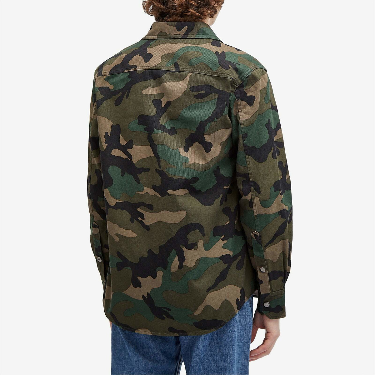 Valentino Men's Camo Gabardine Shirt in Army