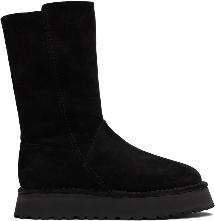 Photo: Y's Black Nubuck Leather Slip-On Boots