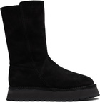 Y's Black Nubuck Leather Slip-On Boots