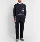 Thom Browne - Embroidered Loopback Cotton-Jersey Sweatshirt - Blue