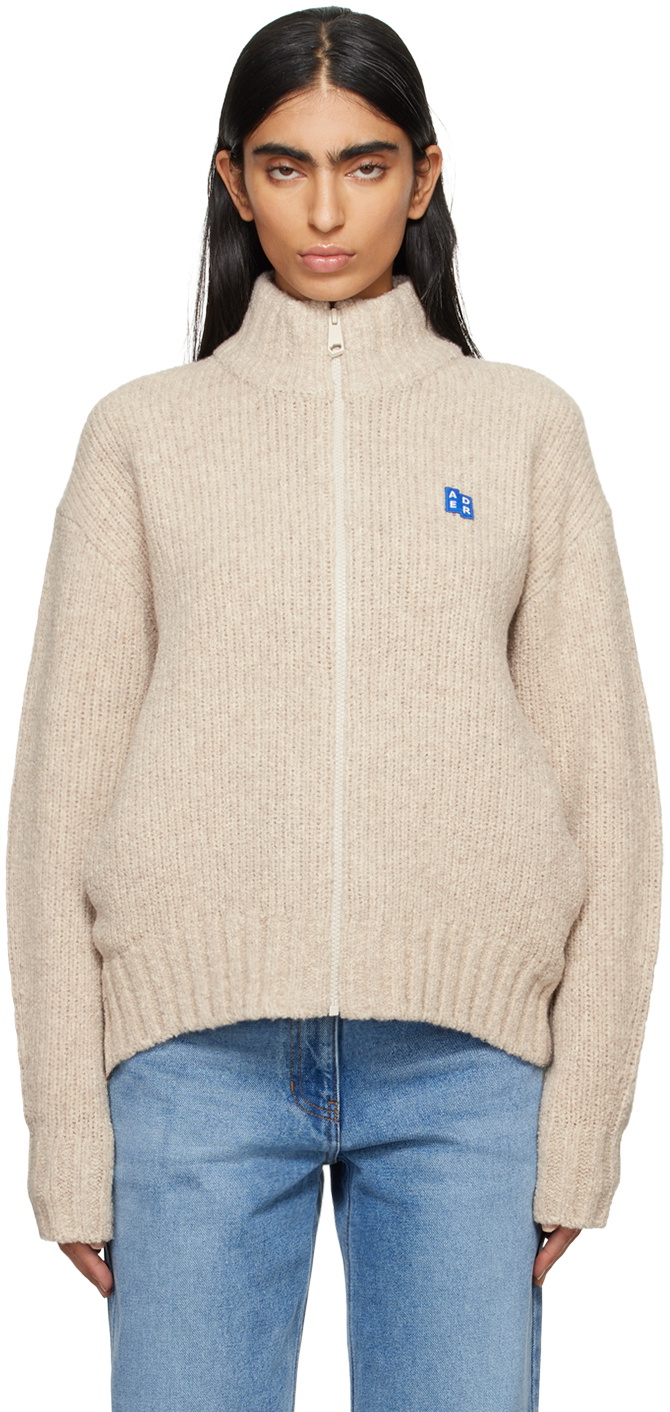 ADER error Beige TRS Tag Knit 01 Zip-Up Sweater ADER error