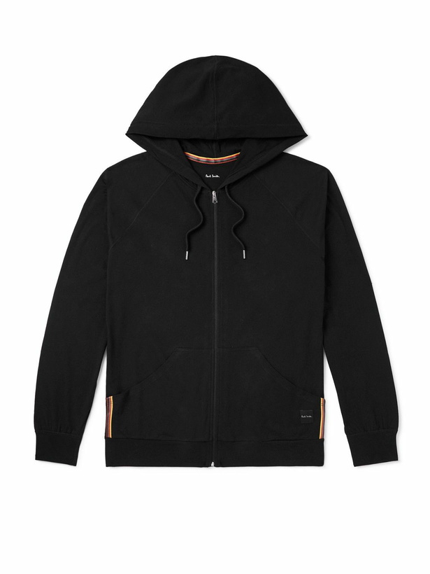 Photo: Paul Smith - Webbing-Trimmed Cotton-Jersey Zip-Up Hoodie - Black