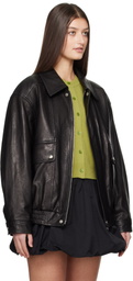 Dunst Black Oversized Vintage Leather Jacket